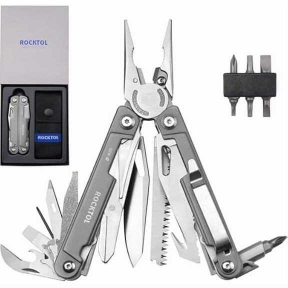 CJBMultitool Pliers, EDC Multitool Pocket Knife VG10 Blade, 27-in-1 Multi-tool with Titanium-plated Handle, Precision Screwdriver, Gut Hook for Hunting, Backpacking, Hiking, Camping, (Gen-R)