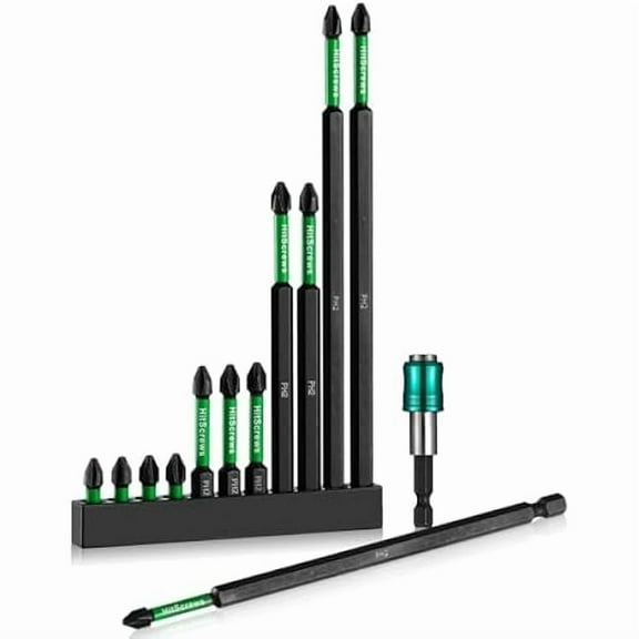 CJBPH2 Phillips Screwdriver Bit Set  12 Pack Mixed Length Phillips Impact Driver Bits with Magnetic Bit Holder, S2 Steel, 1"/2"/4"/6" Magnetic Driver Bits