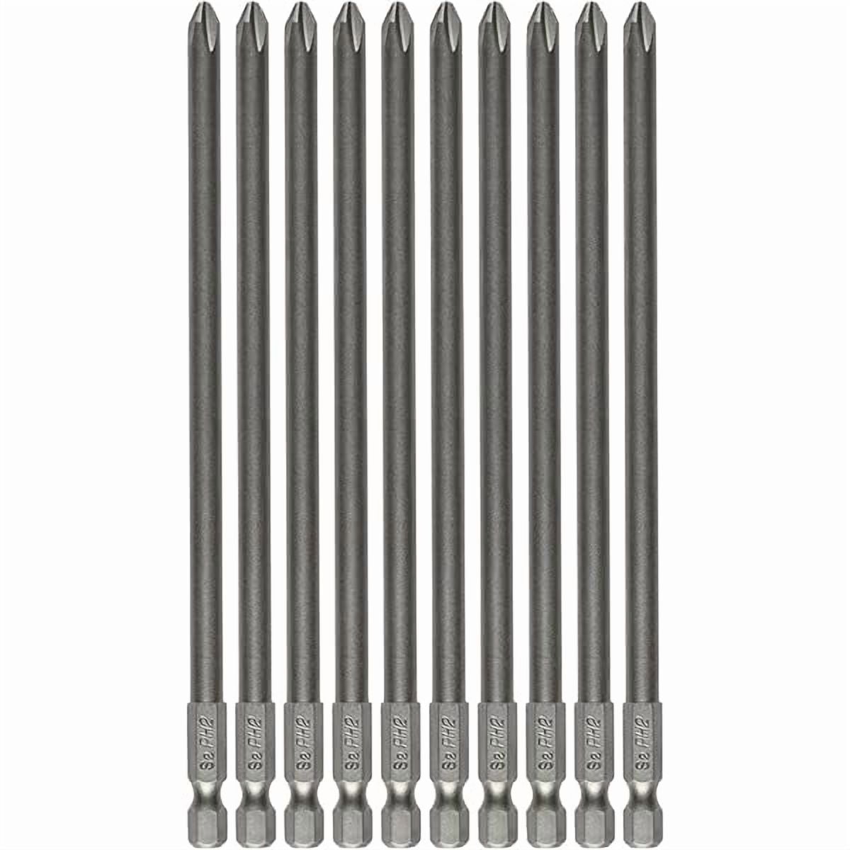 CJBPhillips Cross Slot PH2#2 Long Screwdriver Bit Set 10PCS 1/4 Inch Hex Shank 6 Inch/150 mm Length S2 Steel with Magnetic for Power Screwdriver Drill Impact Driver