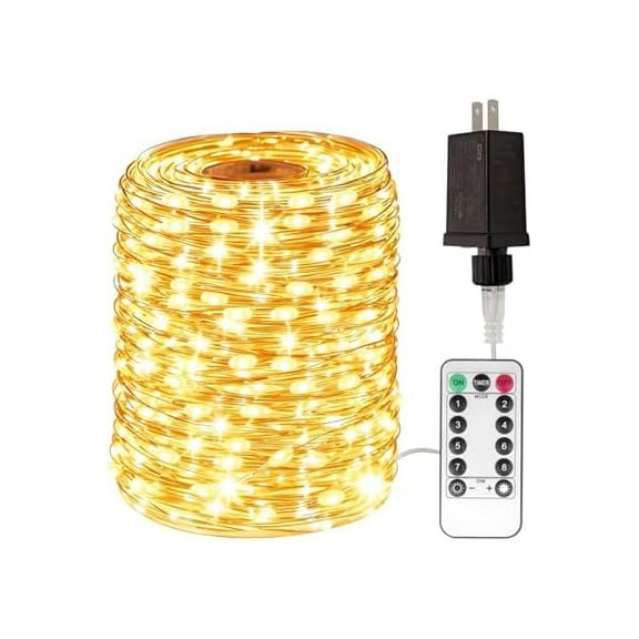 CJBPlug in Fairy Lights 100FT 300 LED Waterproof Silver Wire LED Twinkle String Lights with Remote for Living Room Bedroom Patio Porch Garden Christmas Tree Wedding