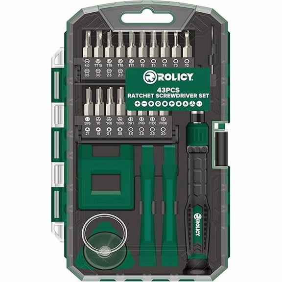 CJBPrecision Screwdriver Kit, 43 in 1 with 36 Bits Multi-Function Repair Tool Kit, Magnetic Driver Kit with Suction Cup, Mini Pry Bar and Sim card opener for Smartphone, Game Console, Tablet, PC