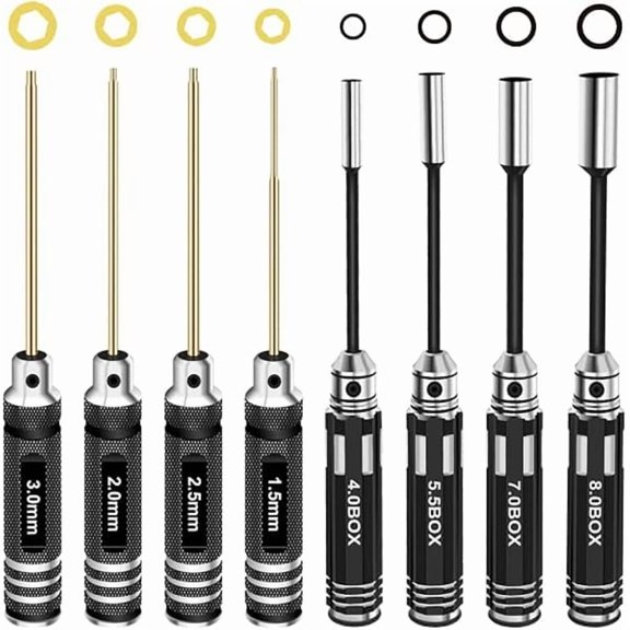CJBRC Hex Driver Set Tools Kit - 8pcs Titanium Allen Screwdriver 1.5mm-8.0mm for Car, Quadcopter, Drone, Boat