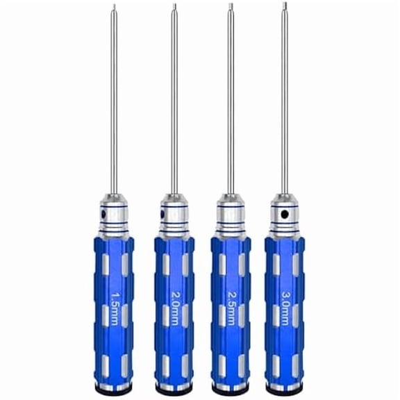 CJBRC Tool Kit, Hex Allen Screwdriver Kit, RC Screwdriver Set 1.5mm 2.0mm 2.5mm 3.0mm Hex Driver Repair Tools for RC Car Boat Drone Helicopter (Blue)