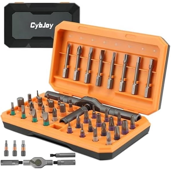 CJBRatchet Screwdriver Set,42 in 1 Magnetic Screwdriver Set with Multi Bit Free Combination and Detachable Ratchet Handle,Portable Compact Repair Tool Kit for Furniture Computer Bike Orange