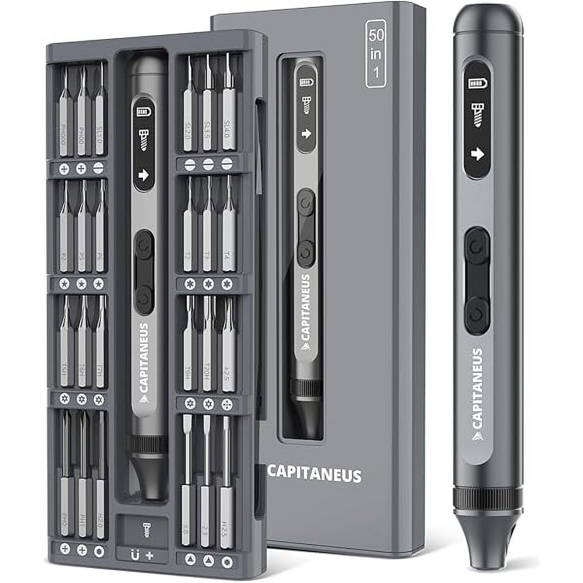 CJBSE1 PRO 3.7V Mini Electric Screwdriver, Precision Set, 50-in-1 Magnetic Bits, Magnetic Storage, USB-C Charging Cable，Electric Screwdriver for Electronics Phone Camera Laptop Watch - Grey