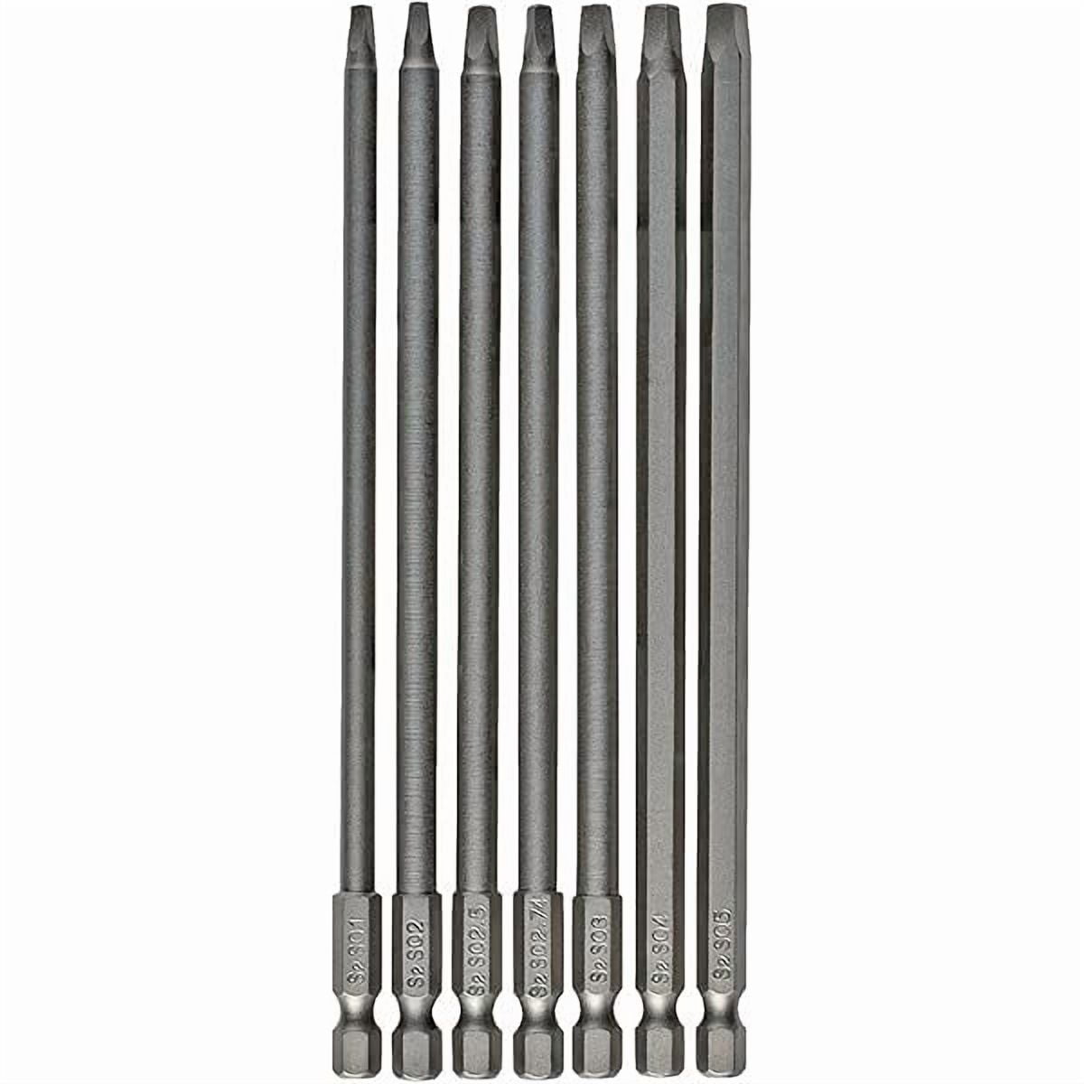 CJBSquare Head Screwdriver Bit Set 7PCS SQ1 SQ2 SQ2.5 SQ2.74 SQ3 SQ4 SQ5 1/4 Inch Hex Shank 6 Inch/150 mm S2 Steel with Magnetic for Power Screwdriver Drill Impact Driver