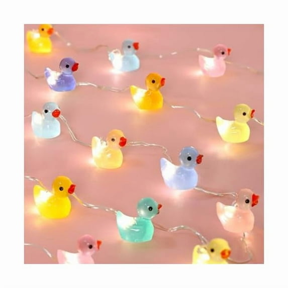 CJBTiny Duck String Lights Battery/USB Powered - 10ft 40 Lights Multi-Color Duck, Remote Control LED Fairy Warm White Light for DIY Crafts Wedding Table Centerpieces Party Bedroom Christmas