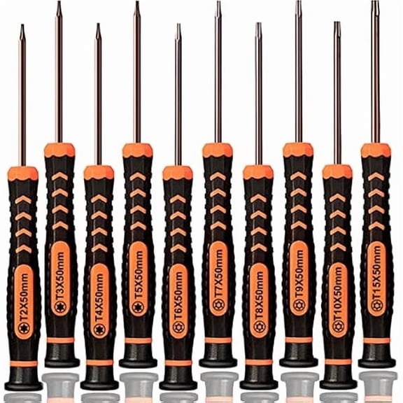 CJBTorx Screwdriver Set of T2-T15, 10-Piece Magnetic Small Torx Security Screwdrivers with T2 T3 T4 T5 T6 T7 T8 T9 T10 T15 Star Screwdriver Tool Kit for Xbox,PS3,PS4,Knife,Computer & Other Device