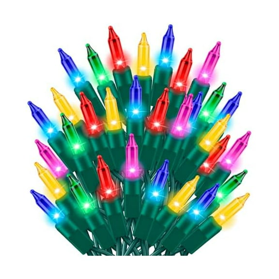 CJBUltra-Bright Connects End to End Multi Christmas Mini Lights 100L 19.6Ft UL Listed Incandescent Bulb String Light Set for Indoor Outdoor Holiday Garden Party Christmas Tree Garland Decor