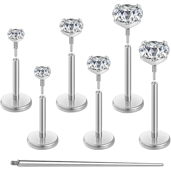 CJBZLC 20G 18G 16G Flat Back Earrings Stud Nose Ring Titanium Internal Thread Tragus Labret Cartilage Lip Medusa Conch Body Piercing Jewelry Nose Stud Hypoallergenic for Women Men