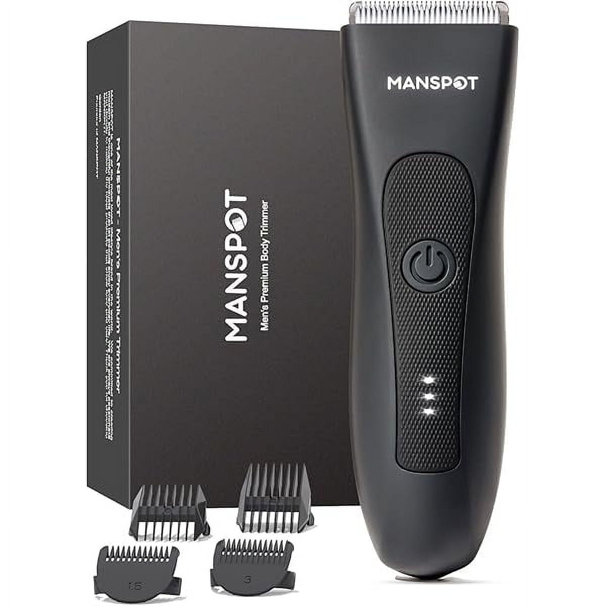 CJBZLC Manscape Groin & Body Hair Trimmer for Men, Electric Ball Trimmer Pubic Trimmer Shaver,Manscape Kit with 4 Guard,Replaceable Ceramic Blade Heads,Waterproof Wet/Dry Shaver,90 Minutes Shaving