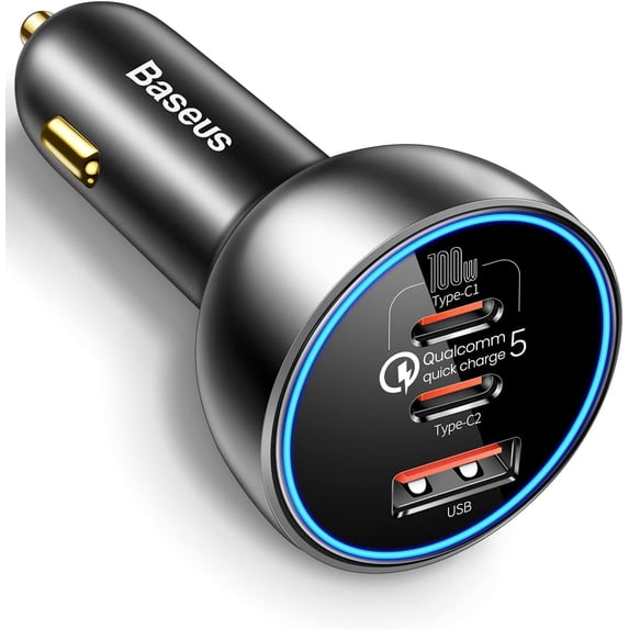CJBZLCPCOO 160W USB C Car Charger, Baseus Type C Car Charger, QC5.0 PD3.0 PPS 3 Ports Super Fast Charging Car Phone Charger Adapter for iPhone 15 14 13 Pro, Samsung S22 iPad MacBook Pro