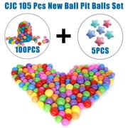 CJC 105 Pcs Plastic Ball Set with Storage Mesh Bag, Crush Proof Ocean Balls for Toddlers (Colorful)