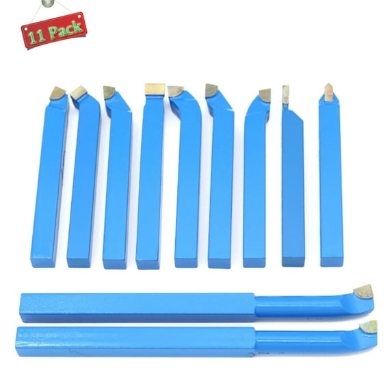 CJC 11 Pcs Carbide Tip Tipped Cutter Tool Bit Cutting Set, Suitable for Ordinary Lathe and CNC Lathe, 10mm Metal Lathe Tools