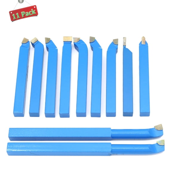 CJC 11 Pcs Carbide Tip Tipped Cutter Tool Bit Cutting Set, Suitable for Ordinary Lathe and CNC Lathe, 12mm Metal Lathe Tools
