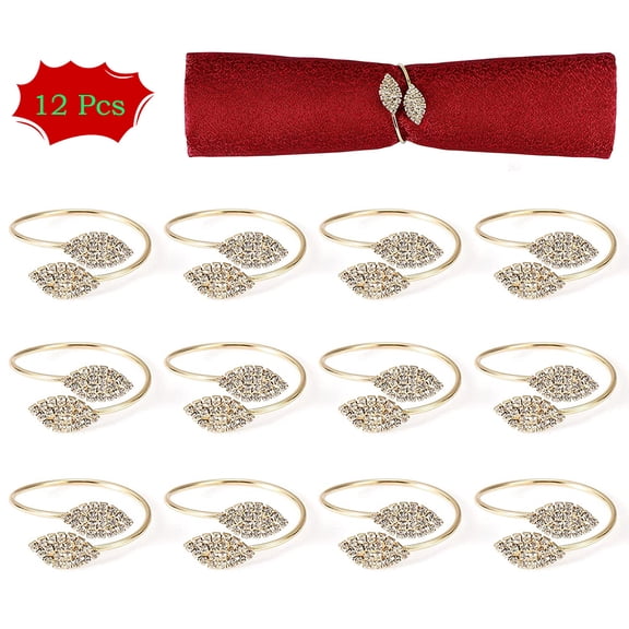 CJC 12 Pcs Rhinestone Napkin Rings, Handmade Serviette Buckle for Place Settings Wedding Receptions Party Dinner