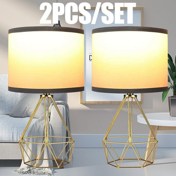 CJC 2 Pack Table Lamp 16" Modern Table Desk Lamp for Bedroom Living Room Hollowed Out Base