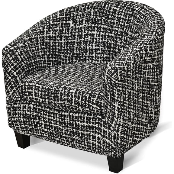 CJC 2-Piece Club Chair Slipcover Printed Tub Chair Cover with Cushion Cover, Armchair Covers Round Barrel Chair Covers with Elastic Bottom for Bar Counter Living Room (Pattern-06)