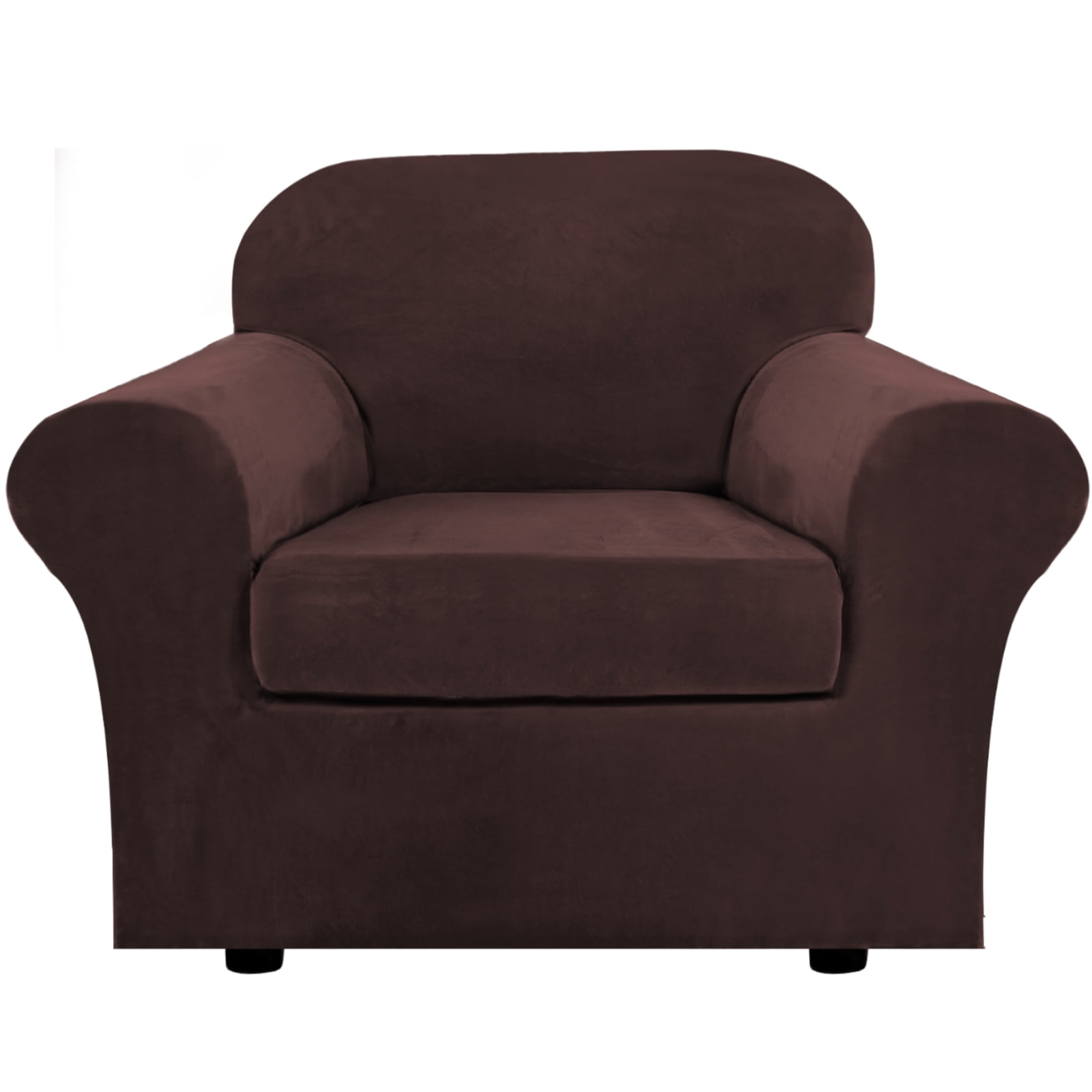 CJC 2-Piece Sofa Couch Covers, Velvet Armchair Slipcover for Separate Cushion Couch, Stretch Furniture Protector for Pets Kids, 9 Colors