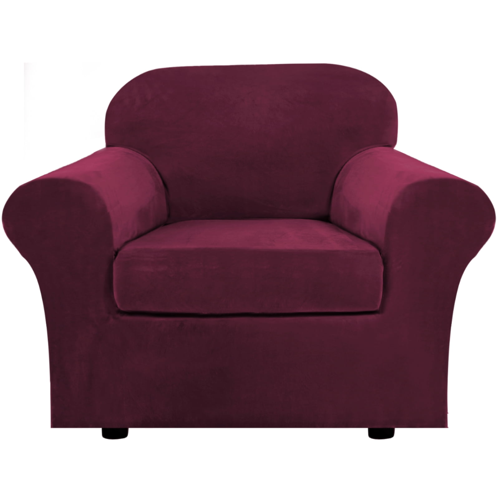 CJC 2-Piece Sofa Couch Covers, Velvet Armchair Slipcover for Separate Cushion Couch, Stretch Furniture Protector for Pets Kids, 9 Colors