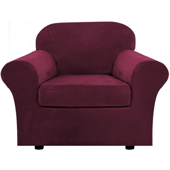 CJC 2-Piece Sofa Couch Covers, Velvet Armchair Slipcover for Separate Cushion Couch, Stretch Furniture Protector for Pets Kids, 9 Colors
