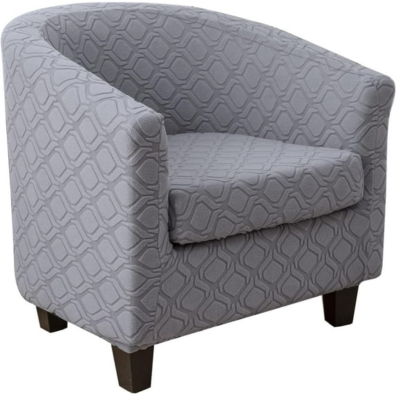 CJC 2 Piece Stretch Jacquard Tub Chair Cover with Cushion Cover Soft Removable Club Chair Slipcovers Armchair Sofa Furniture Protector for Living Room Counter Bar Cafe