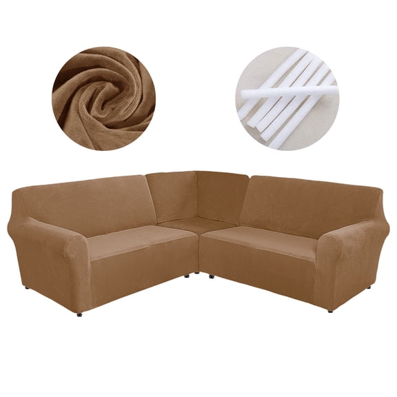 CJC 3-Piece Velvet Recliner Sofa Covers for 5 Seat, Stretch Corner Sofa Covers, L-Shaped Sectional Couch Slipcovers, 12 Colors
