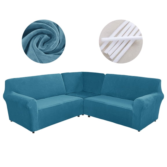 CJC 3-Piece Velvet Recliner Sofa Covers for 5 Seat, Stretch Corner Sofa Covers, L-Shaped Sectional Couch Slipcovers, 12 Colors