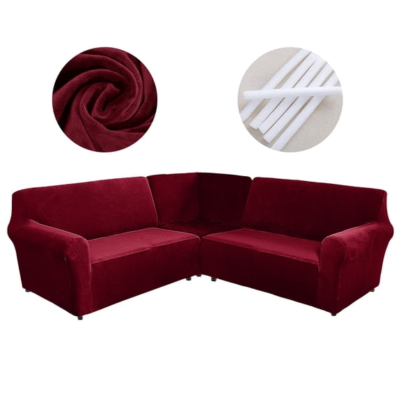 CJC 3-Piece Velvet Recliner Sofa Covers for 5 Seat, Stretch Corner Sofa Covers, L-Shaped Sectional Couch Slipcovers, 12 Colors