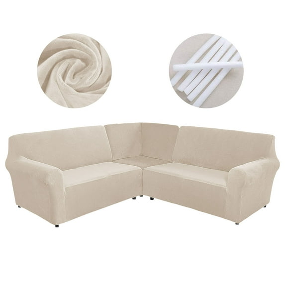 CJC 3-Piece Velvet Recliner Sofa Covers for 7 Seat, Stretch Corner Sofa Covers, L-Shaped Sectional Couch Slipcovers, 9 Colors