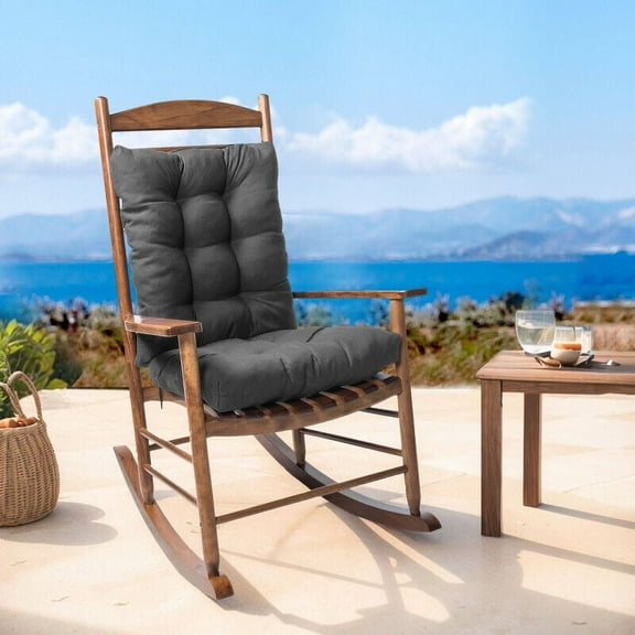 CJC 43" x 43" Dark Gray Rocking Chair Cushions, Light and Soft UV Resistant