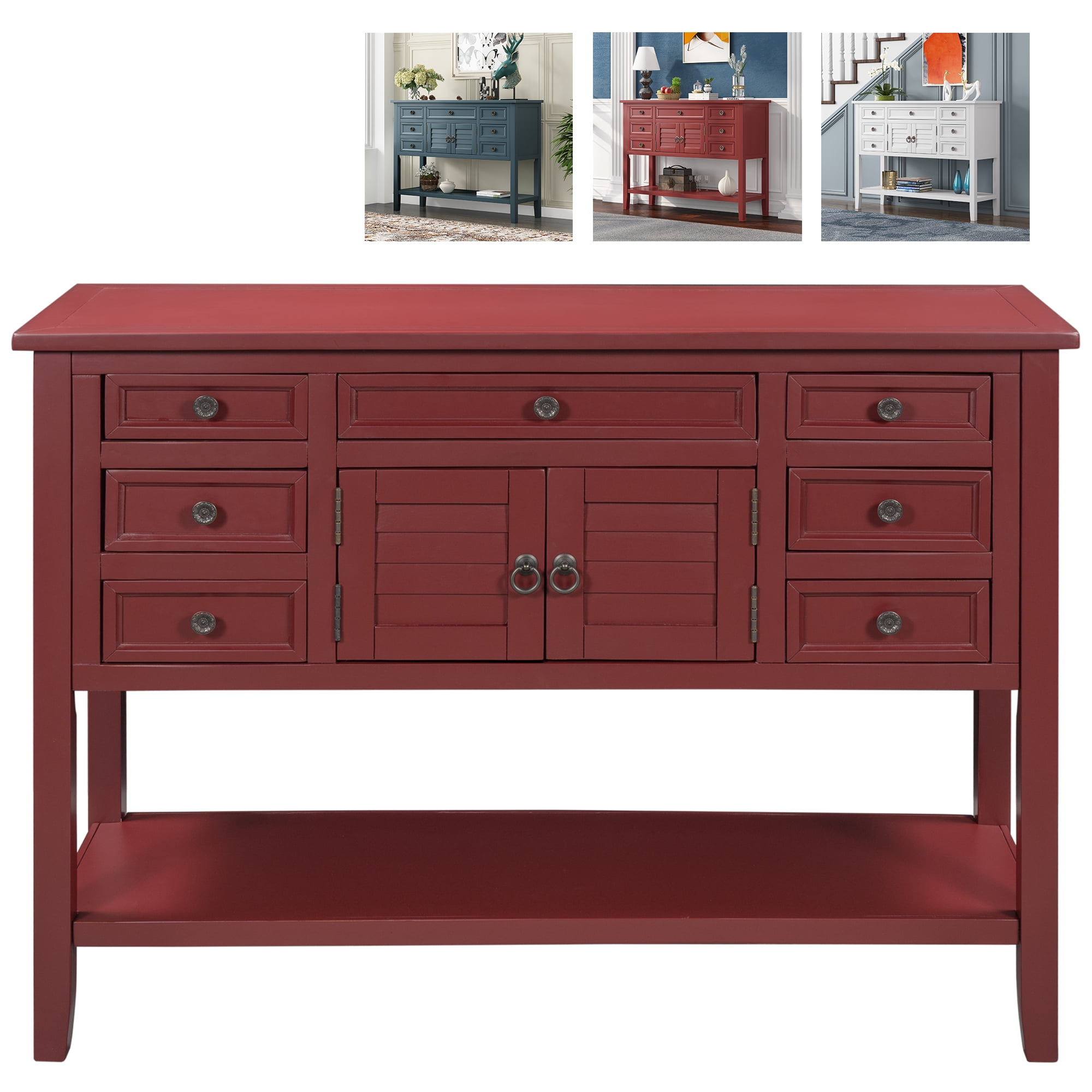 CJC 45'' Modern Console Table Sofa Table with 7 Drawers & 1 Cabinet & 1 ...