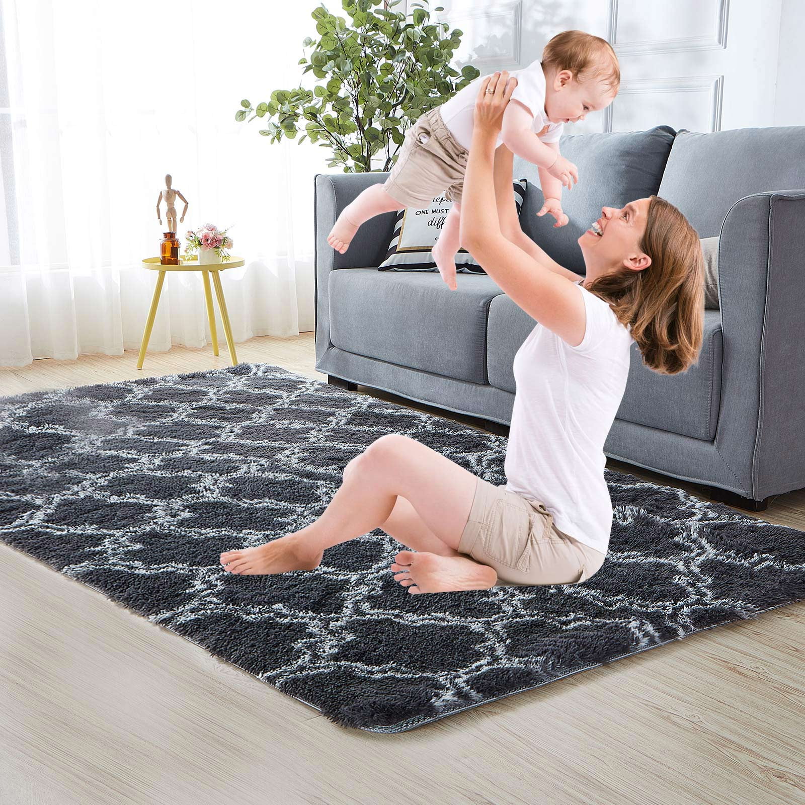 CJC 47 x 71 Inch Shaggy Area Rug, Fluffy Soft Floor Mat