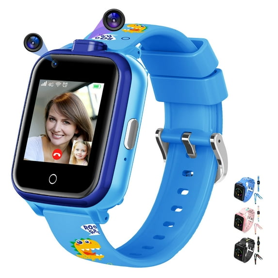 CJC 4G Smart Watch for Kids, Smartwatch Phone with Dual Camera, GPS, WiFi, Video Call, Voice Chat, SOS, Pedometer, Digital Wrist Watch Support SIM, Perfect Birthday Xmas Gifts, Blue