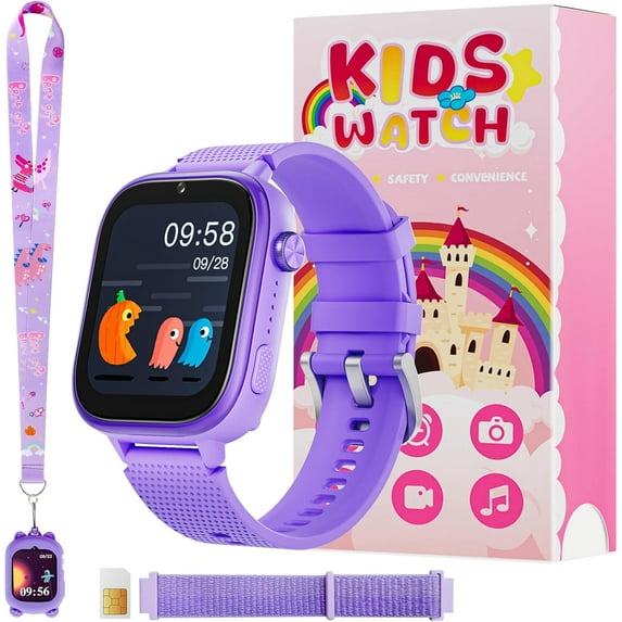 CJC 4G Smartwatch, Kids Watch for Kids with SIM Card, 47 Exciting Games, Two-Way Calling Feature, SOS Emergency Call Button Ideal for Kids Aged 3-12, Children’s Cell Phone Alternative (Rose Red)