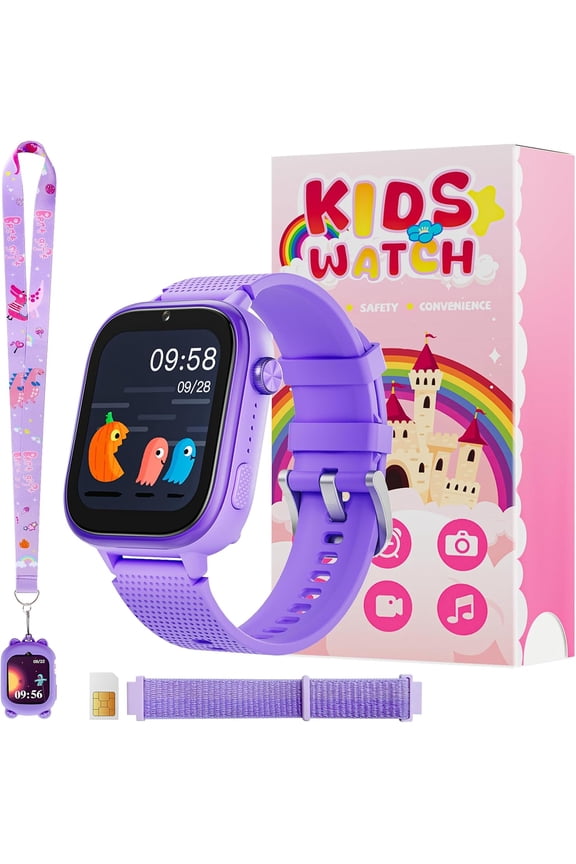 4G Smartwatch, Kids Watch for Kids with SIM Card, 47 Exciting Games, Two-Way Calling Feature, SOS Emergency Call Button Ideal for Kids Aged 3-12, Children’s Cell Phone Alternative (Rose Red)