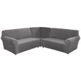 thumbnail image 1 of CJC 7 Seat Velvet Recliner Sofa Covers, 3-Piece Corner Sofa Covers, L-Shaped Sectional Couch Slipcovers, Stretch Furniture Protector, Gray, 1 of 9