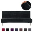 thumbnail image 1 of CJC Armless Plush Sofa Bed Cover - Stretch Velvet Sofa Bed Slipcover- Thicker Folding Futon Sofa Cover Protector, Black, 1 of 9