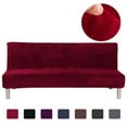 thumbnail image 1 of CJC Armless Plush Sofa Bed Cover - Stretch Velvet Sofa Bed Slipcover - Thicker Folding Futon Sofa Cover Protector, Dark Red, 1 of 9