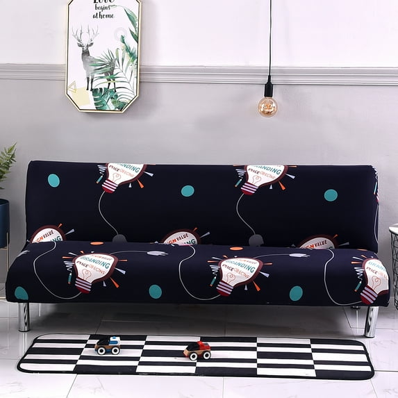 CJC Armless Printed Sofa Cover, Stretch Spandex Sofa Bed Slipcover, Folding Furniture Protector, Washable (Multicolor)