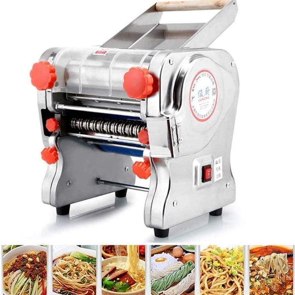 CJC Automatic Electric Pasta Maker, 750W 110V Stainless Steel Commercial Noodle Maker Pasta Roller Machine, Knife Length 220mm, Noodle Width 2mm/6mm