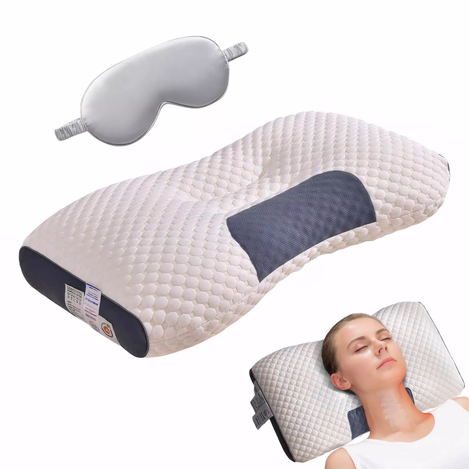 CJC Bed Pillows for Sleeping 2 Pack Cervical Orthopedic Neck Pillow Queen Size Set Soft Collection Pillows