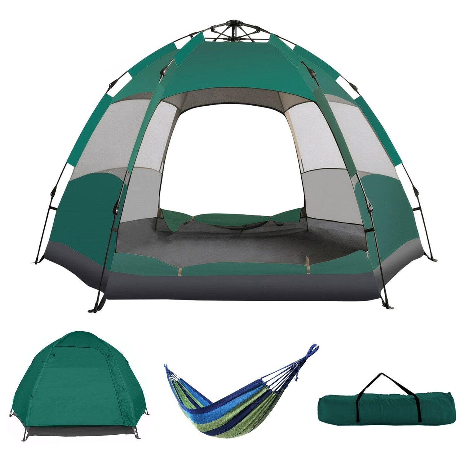 CJC 4-Person Dome Tent with Pouch, PVC, Green