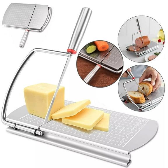 CJC Cheese Slicer w/Size Scale Cheese Cutter Kitchen Tools Ham Bread Vegetables Cake Stainless Steel Cutting Board
