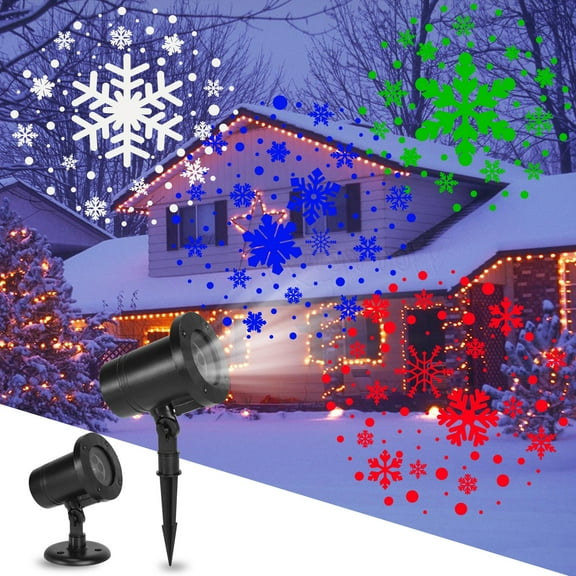 CJC Christmas Snowflake Projector Lights Outdoor, Moving Snowfall LED Light Projectors Waterproof Holiday Decorative Light for Christmas,New Year ,Party,Garden ,Patio (Mixed Color)