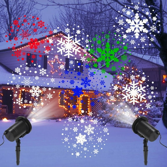 CJC Christmas Snowflake Projector Lights Outdoor, Moving Snowfall LED Light Projectors Waterproof Holiday Decorative Light for Christmas,New Year ,Party,Garden ,Patio
