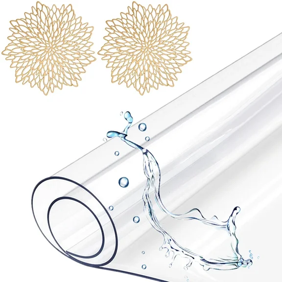 CJC Clear Table Cover Protector, 32'' x 51'' 1.5mm Thick PVC Table Cover, Table Protector, Waterproof Vinyl Tablecloth Table Pad Mat for Kitchen, Dining Table, Writing Desk