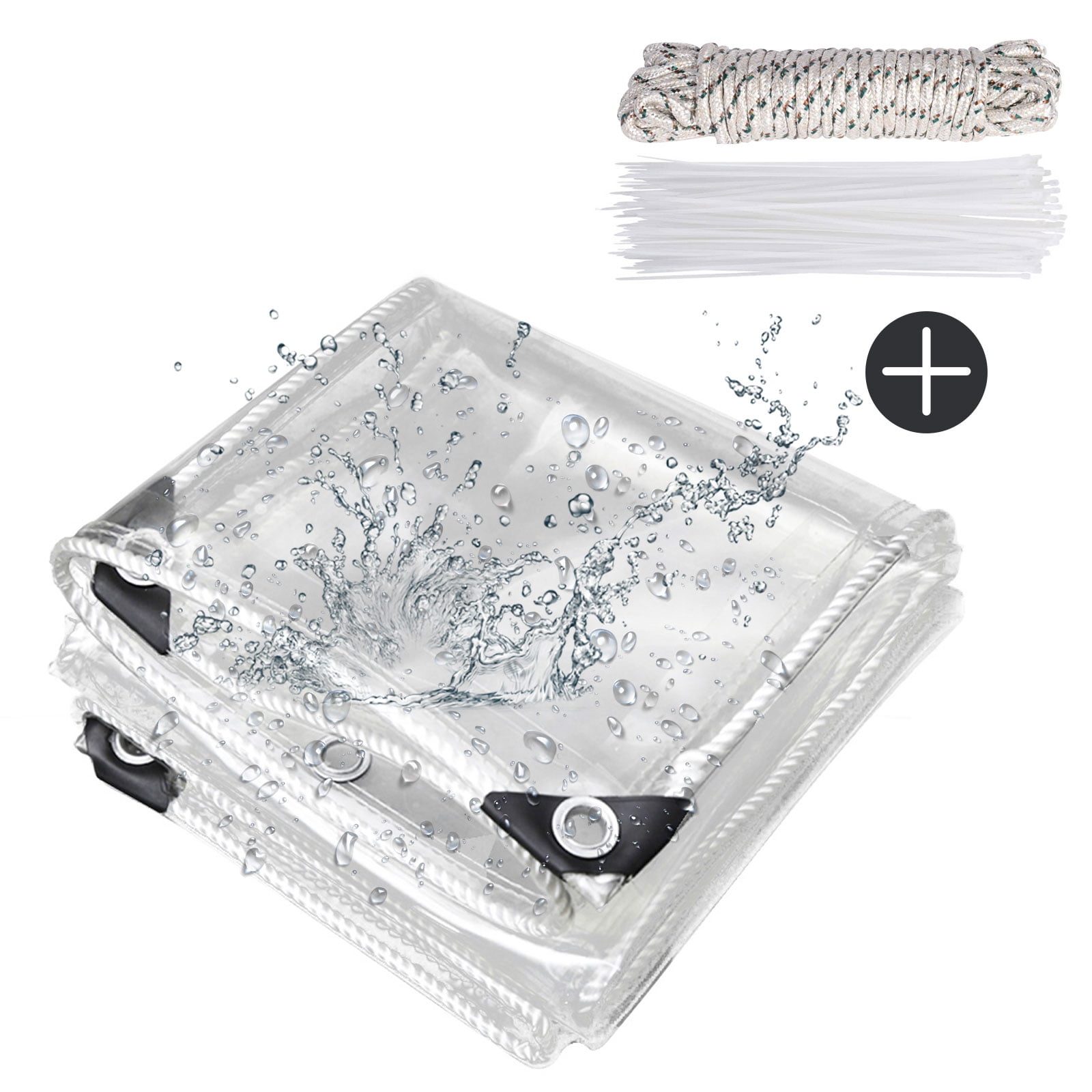CJC Clear Tarps Waterproof PVC Transparent Tarpaulin with Grommets