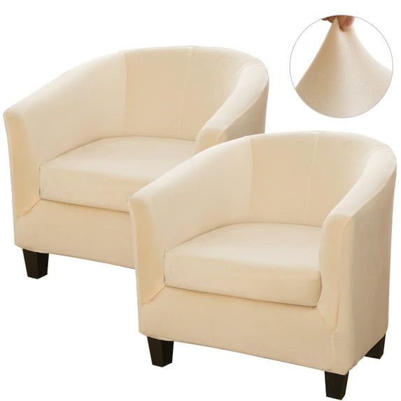 CJC Club Chair Covers, 2-Piece Velvet Tub Chair Slipcover, Armchair Sofa Couch Cover, Elastic Furniture Protector(2 Pack)