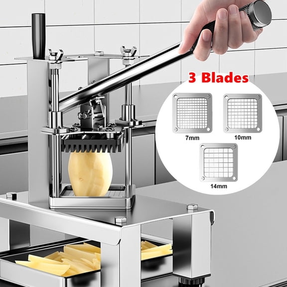 CJC Commercial Vegetable Fruit Chopper with 7mm/10mm/14mm Blades Heavy Duty Stainless Steel Food Dicer French Fry Cutter Onion Slicer